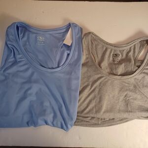Athletics Work Set Of Two Womens XL‎ Racerback Tank Top Workout Blue And Grey